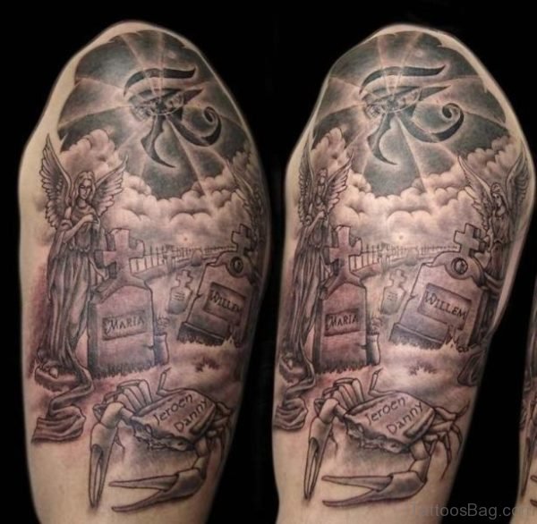 Stylish Half Sleeves Shoulder Tattoo Design