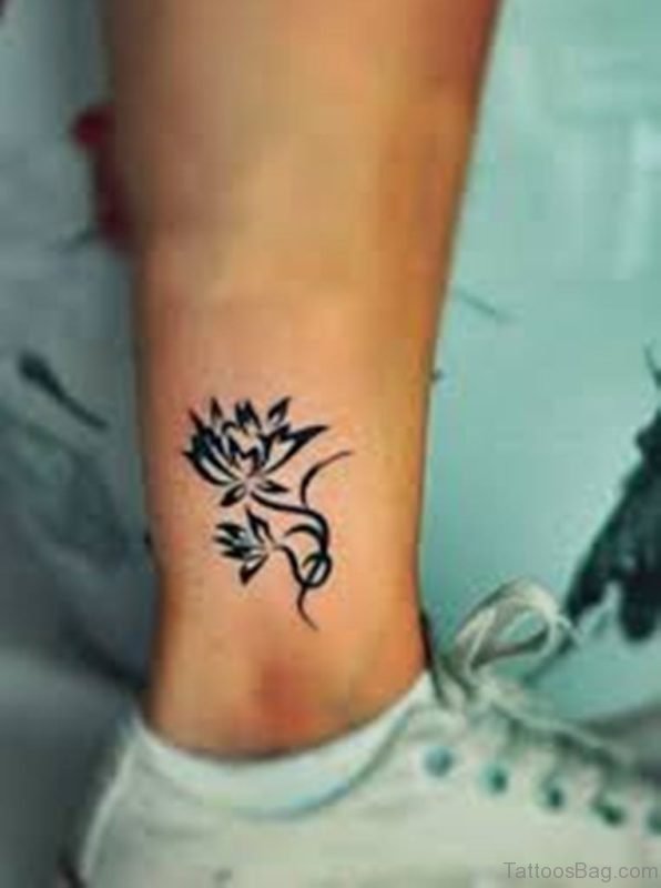 Stylish Lotus Tattoo On Ankle