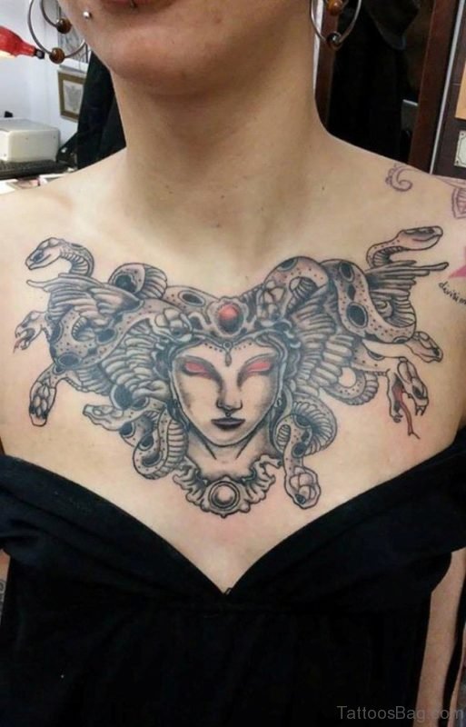 Stylish Medusa Tattoo On Chest