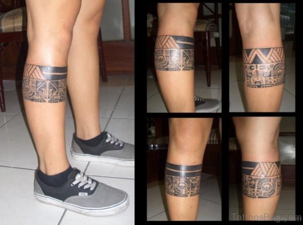 Stylish Tribal Tattoo On Leg