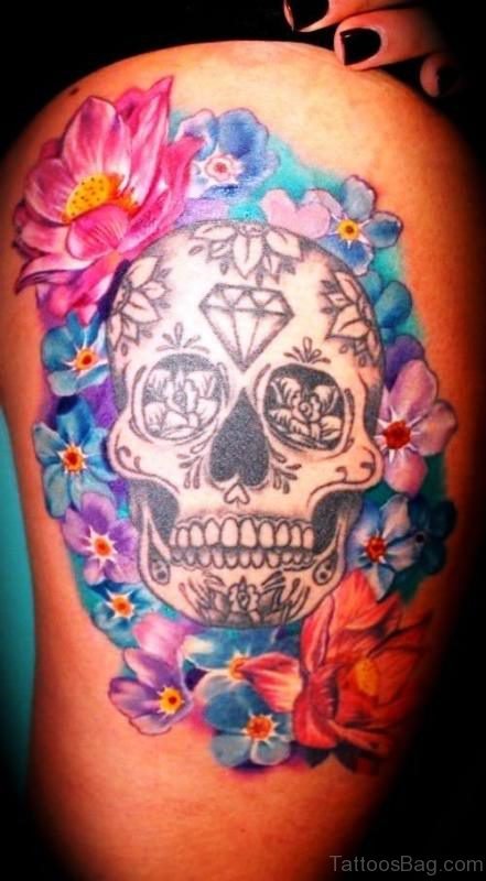 Sugar Skull Shoulder Tattoo