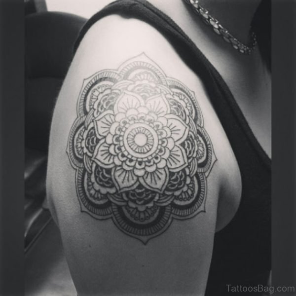 Superb Mandala Tattoo On Shoulder