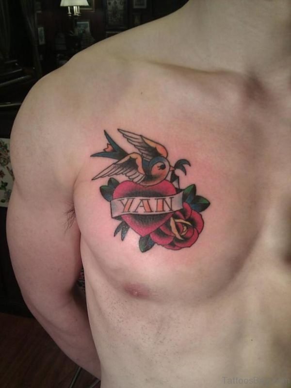 Swallow And Rose Tattoo