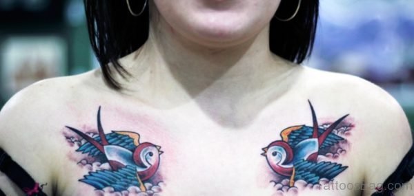 Swallow Pair Tattoo For Chest