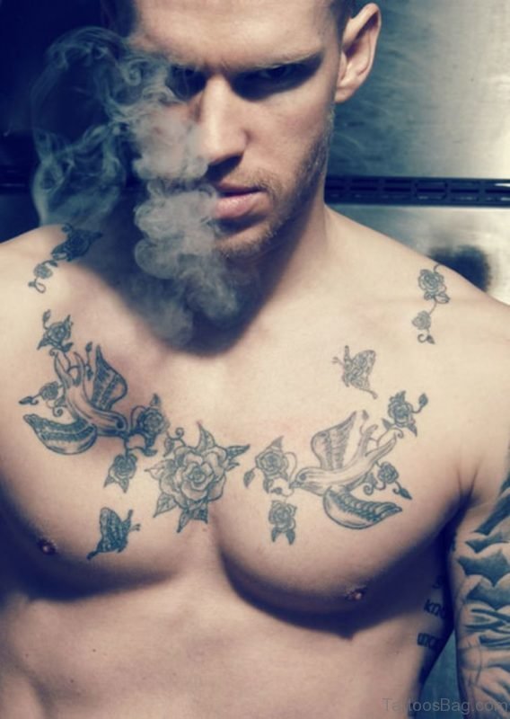 Swallow Tattoo On Chest