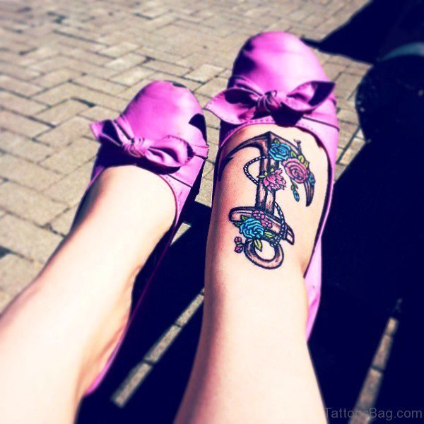 Sweet Anchor Tattoo On Foot