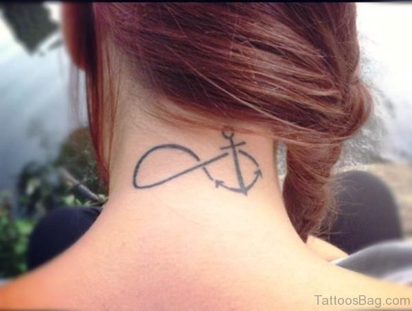 Sweet Anchor Tattoo On Neck
