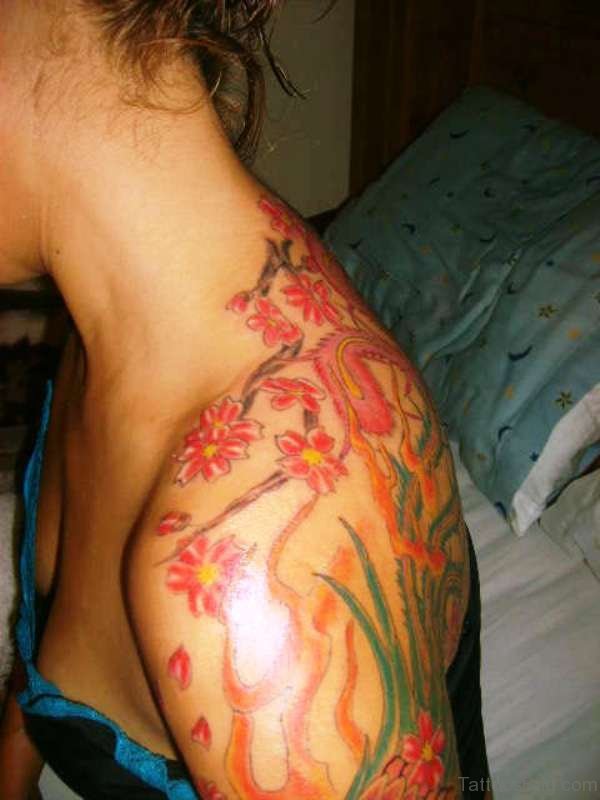 Sweet Cherry Blossom Tree Tattoo Design 