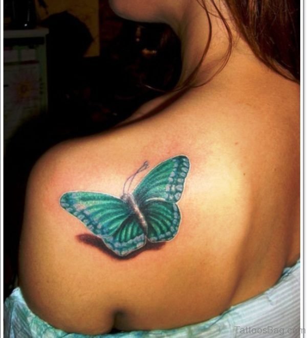 Sweet Green Butterfly Designer Tattoo