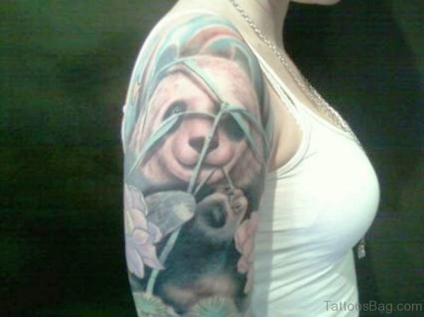 Sweet Panda Shoulder Tattoo