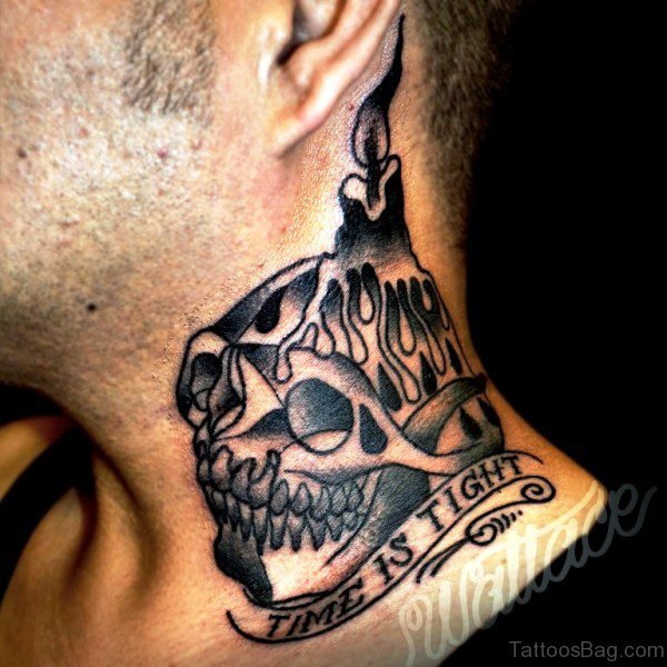 Sweet Skull Tattoo On Neck