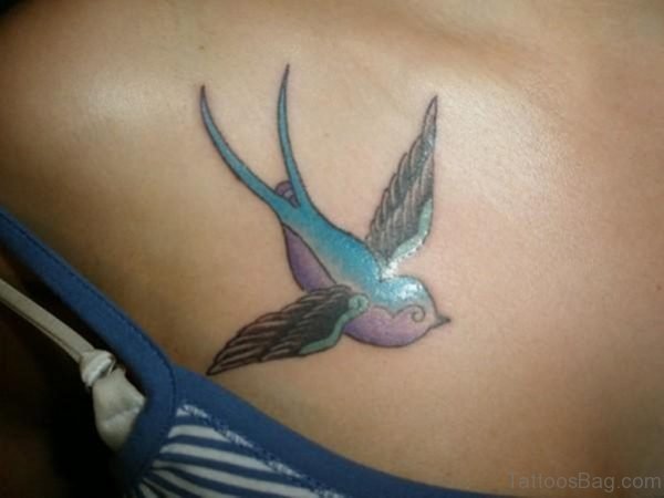 Sweet Swallow Tattoo On Chest