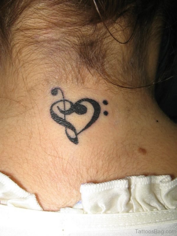 Sweet Tiny Heart Tattoo On Neck