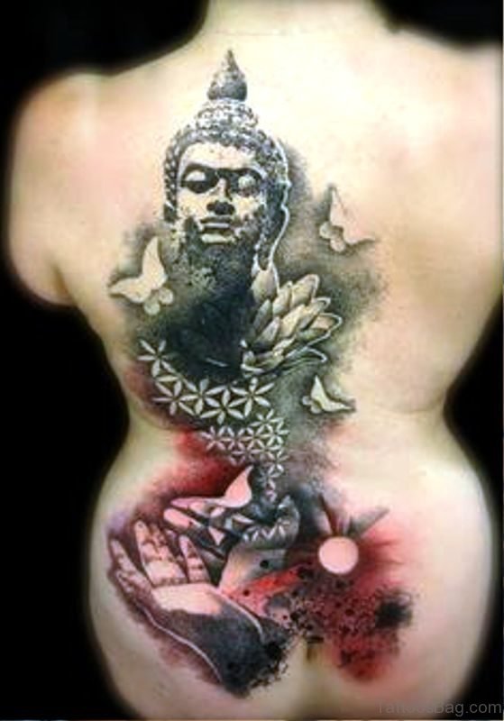 Terrific Buddha Tattoo On Back