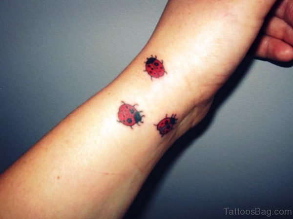 Three Ladybug Wrist Tattoo 