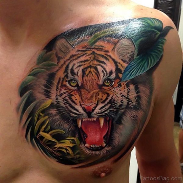 Tiger Tattoo Design On Chest