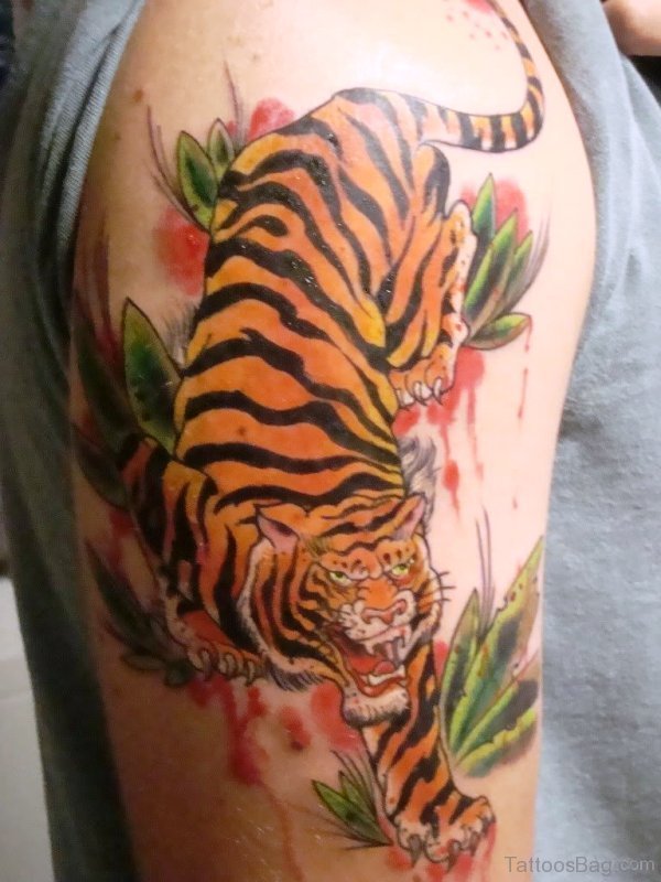 Tiger Tattoo On Right Shoulder