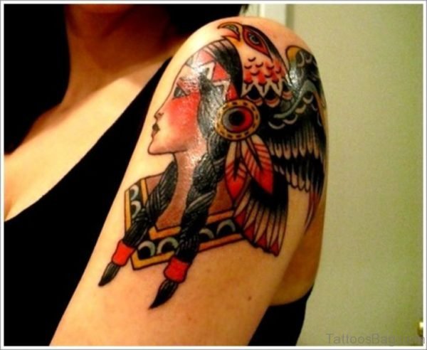 Traditional Tattoo Of Girl