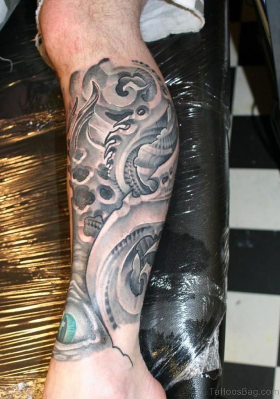 61 Fabulous Biomechanical Tattoos For Leg
