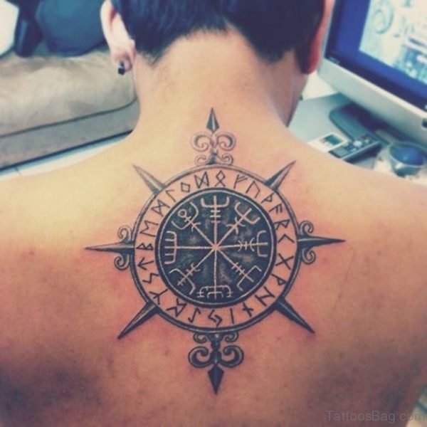 Tribal Compass on Mans Back