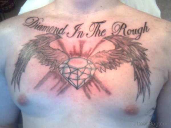 Tribal Diamond Tattoo On Chest Of Man