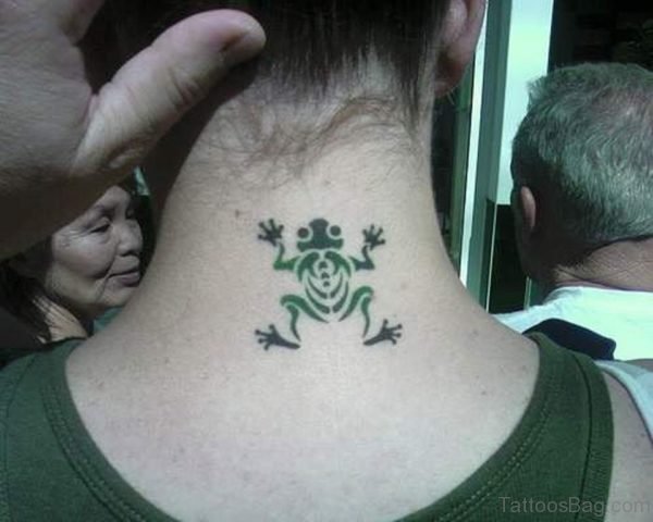 Tribal Frog Neck Tattoo