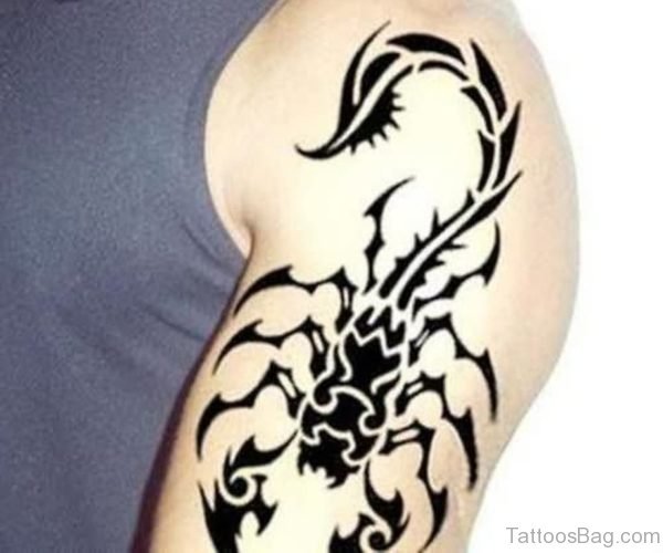 Tribal Scorpion Tattoos On Shoulder