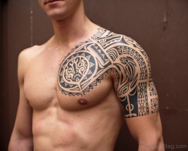 Tribal Shoulder Half Sleeves Tattoo Design
