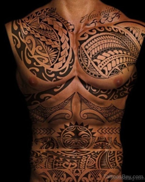 Tribal Tattoo Design On Chest
