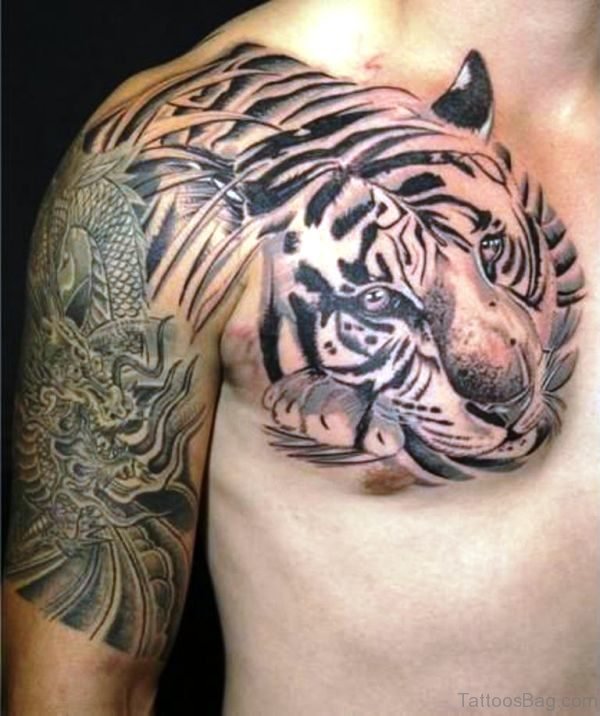 Tribal Tiger Tattoo On Shoulder