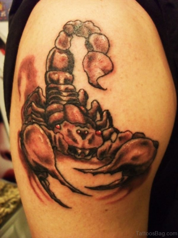 Ultimate Scorpion Tattoo On Shoulder