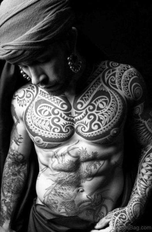 Ultimate Tribal Tattoo For Chest