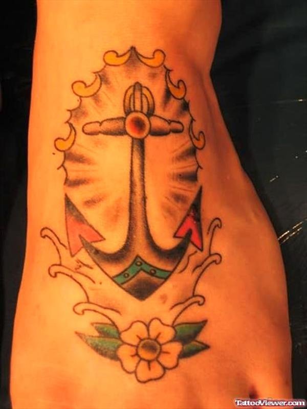 Unique Anchor Tattoo On Foot