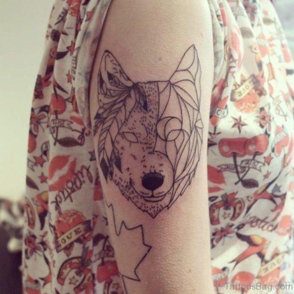 Unique Fox Tattoo On Shoulder