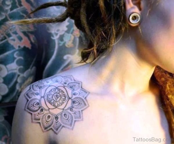 Unique Lotus Tattoo On Shoulder