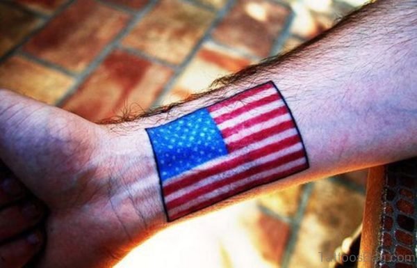 Us Flag Tattoo On Wrist