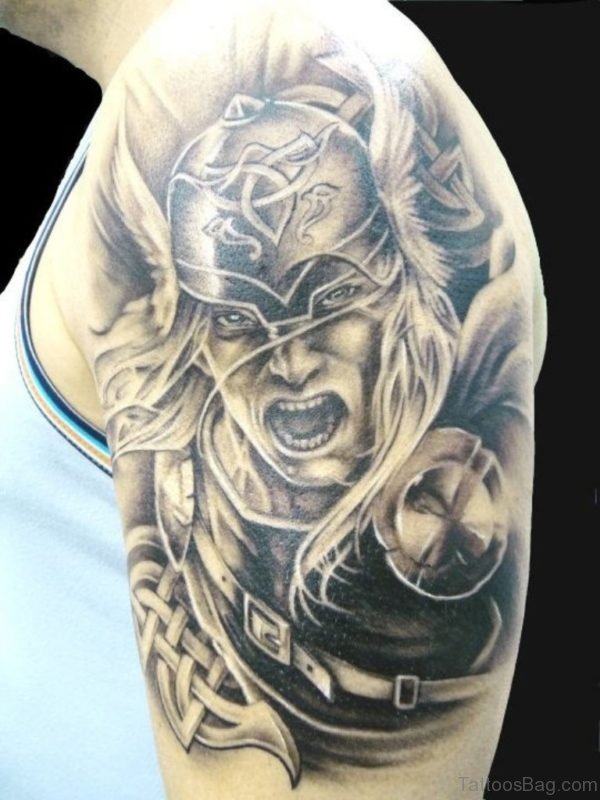 Warrior Celtic Tattoo On Shoulder