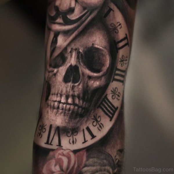 Watch And Skull Tattoo
