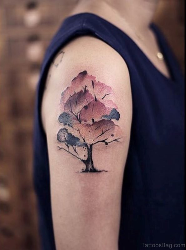 Watercolor Magnolia Tree Tattoo