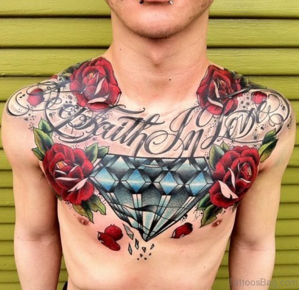 White Diamonds Tattoo On Chest