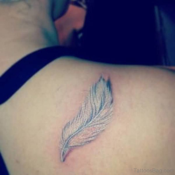 White Ink Feather Tattoo