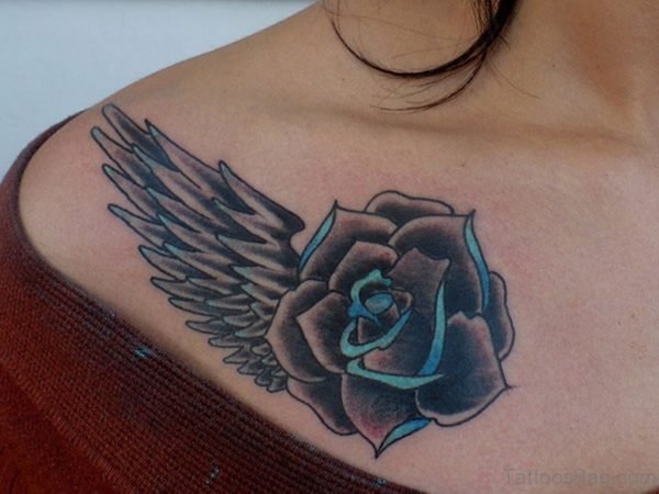Wing And Rose Tattoo