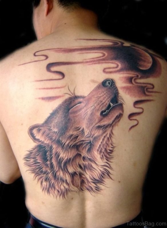 Wolf Face Tattoo On Back