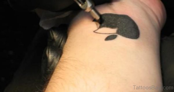 Wonderful Apple Logo Tattoo On Wrist 