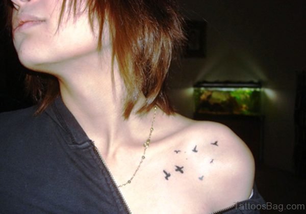 Wonderful Birds Tattoo On Front Shoulder