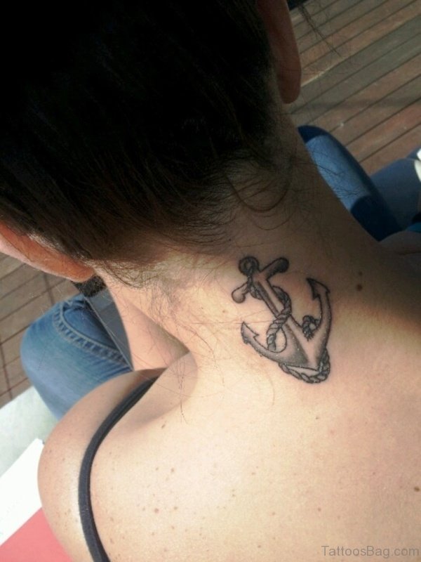 Wonderful Black Anchor Tattoo Design