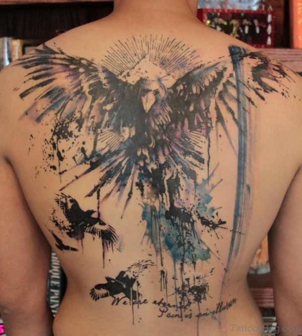 Wonderful Eagle Tattoo Design On Back