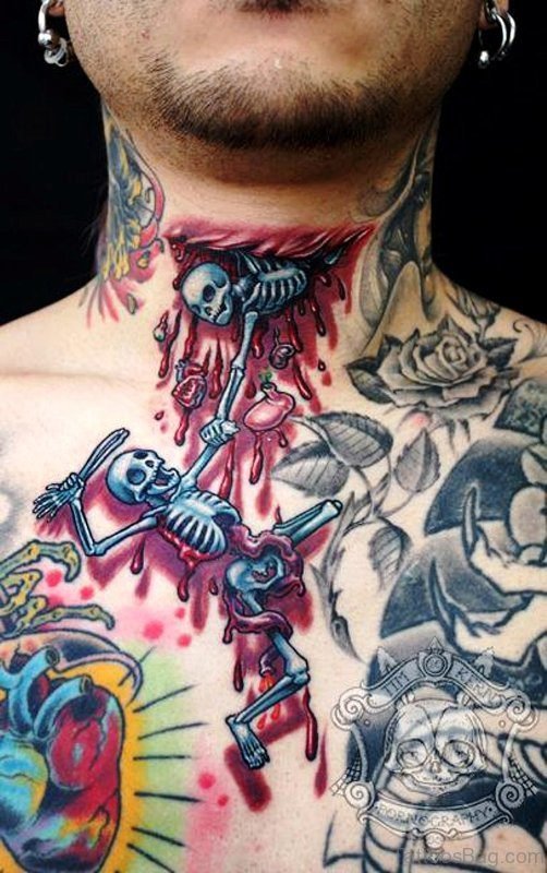 Wonderful Fighting Skull Tattoo