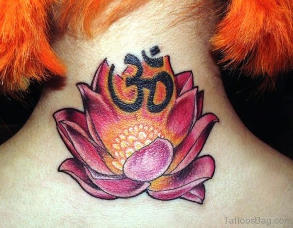 Wonderful Neck And Om Tattoo