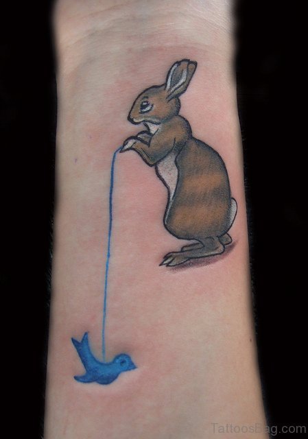 Wonderful Rabbit Tattoo On Wrist